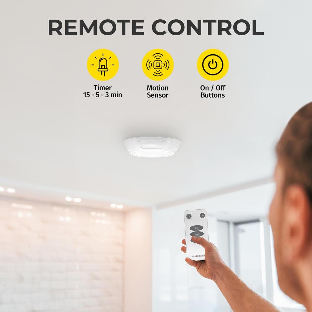 Bell+Howell 3500K Round White LED Wireless Ceiling Light with Remote
