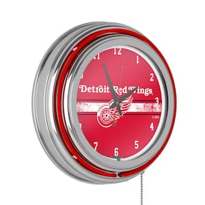 Detroit Red Wings Red Logo Lighted Analog Neon Clock