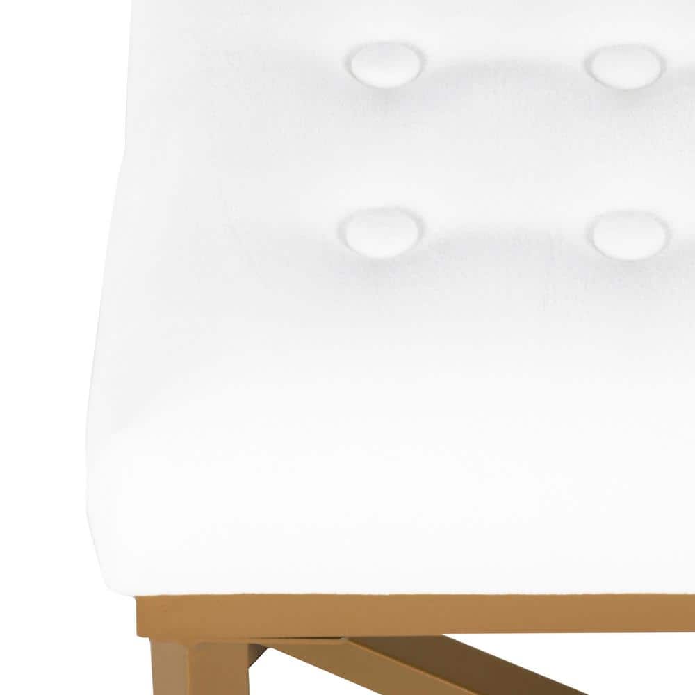 Luxurious Beige Velvet Tufted Ottoman with Gold Metal Base