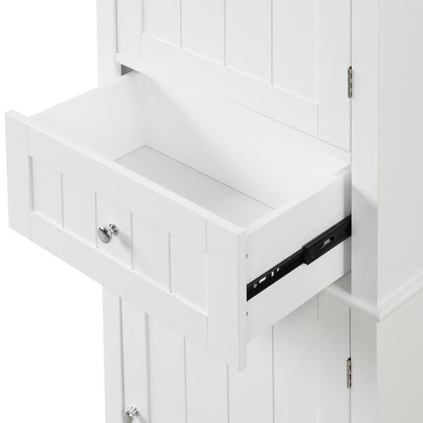 Xzkai 22 in. W x 11 in. D x 67.3 in. H White Linen Cabinet with