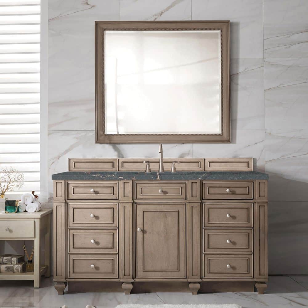 Bristol 60.0 in. W x 23.5 in. D x 34.0 in. H Single Bathroom Vanity in Whitewashed Walnut with Parisien Bleu Quartz Top price history on PriceWatchPro