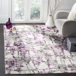 Skyler Gray/Purple 4 ft. x 6 ft. Geometric Area Rug