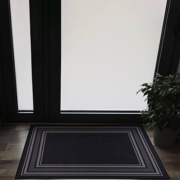 2'3x7'5 Outdoor Rug-Black Double Border