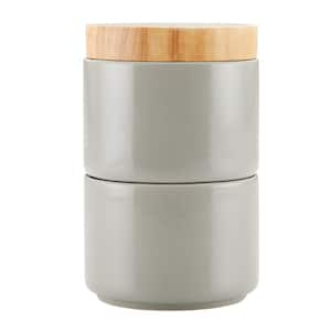 Ceramic Stacking Spice Box Set with Lid, 2-Piece, Light Gray