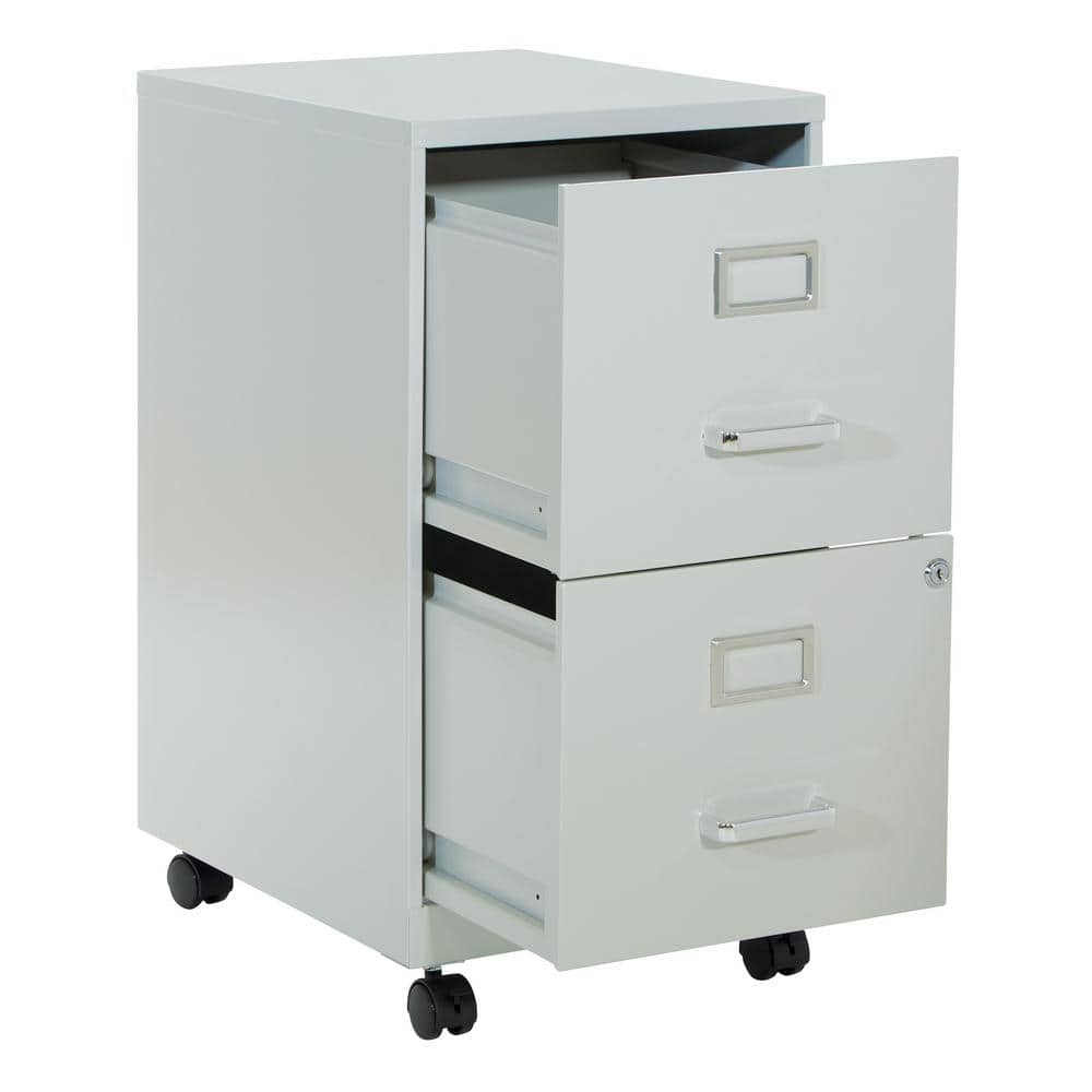 Gray Mobile Lockable 2-Drawer Metal File Cabinet