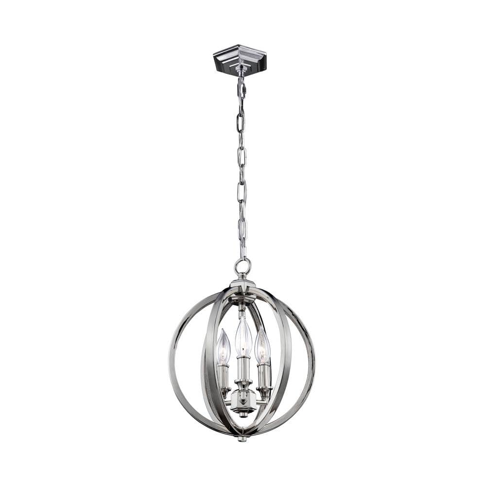 Corinne 14" Polished Nickel Crystal Globe Pendant Light