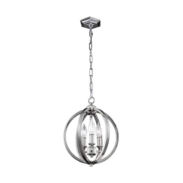 Corinne 3-Light Polished Nickel Pendant