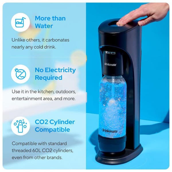 DrinkMate Matt Black Sparkling Water and Soda Maker Machine DrinkMate Matt Black Sparkling Water and Soda Maker Machine