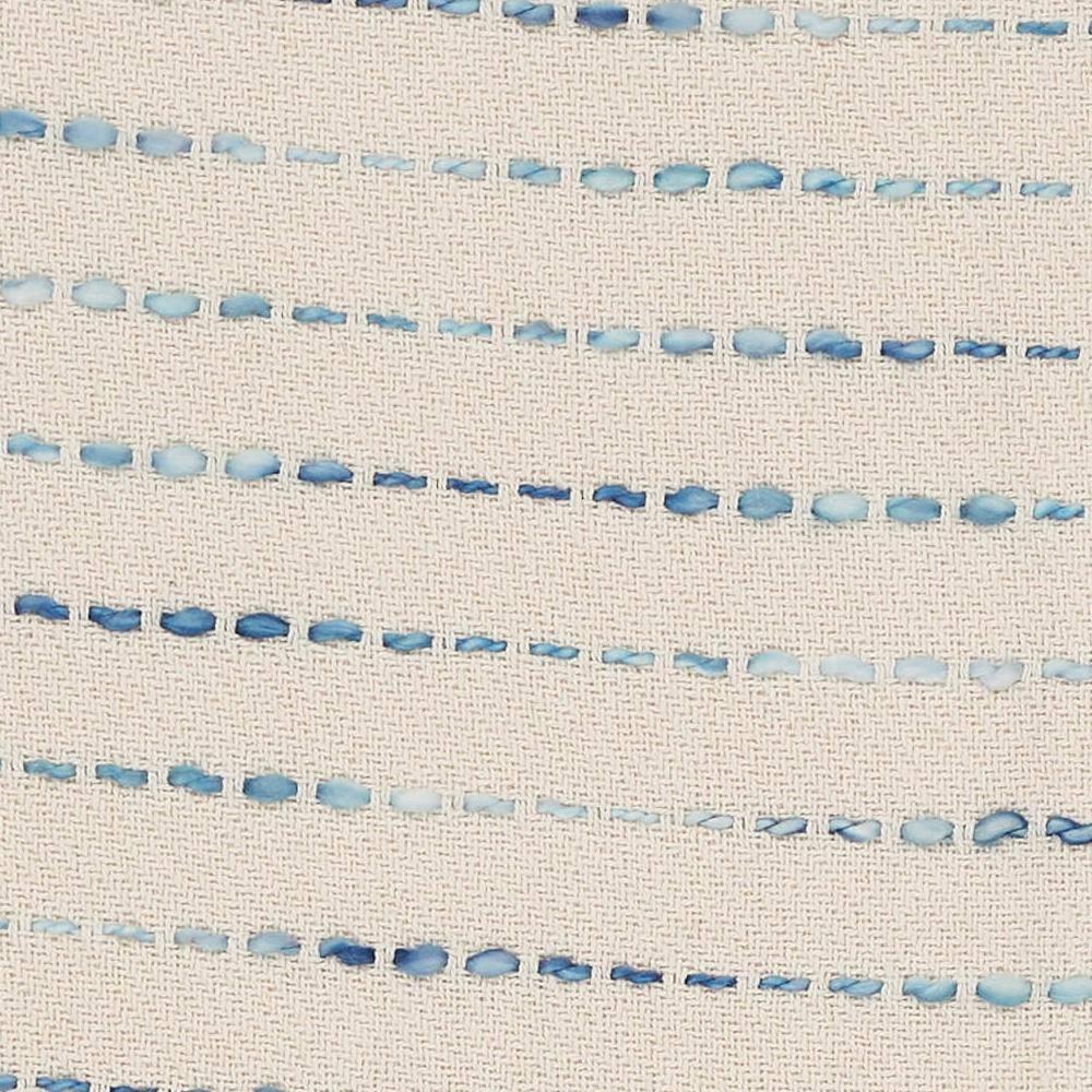 Cream and Blue Cotton Reversible Throw Blanket, 50" x 60"