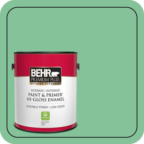 BEHR PREMIUM PLUS 1 gal. #P410-4 Willow Hedge Hi-Gloss Enamel Interior/Exterior Paint & Primer