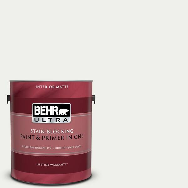 BEHR ULTRA 1 gal. #UL190-12 Falling Snow Matte Interior Paint and Primer in One
