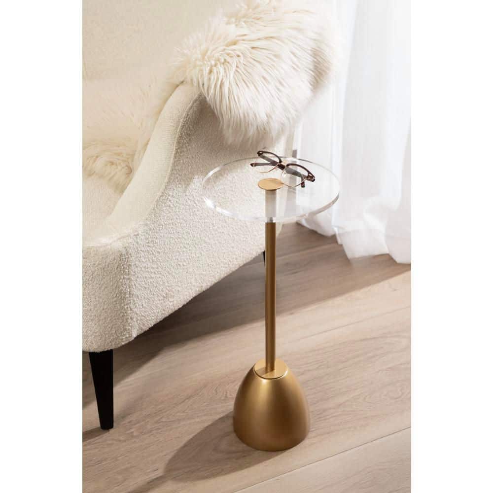 Acari 9 in. Gold Round Plastic End Table