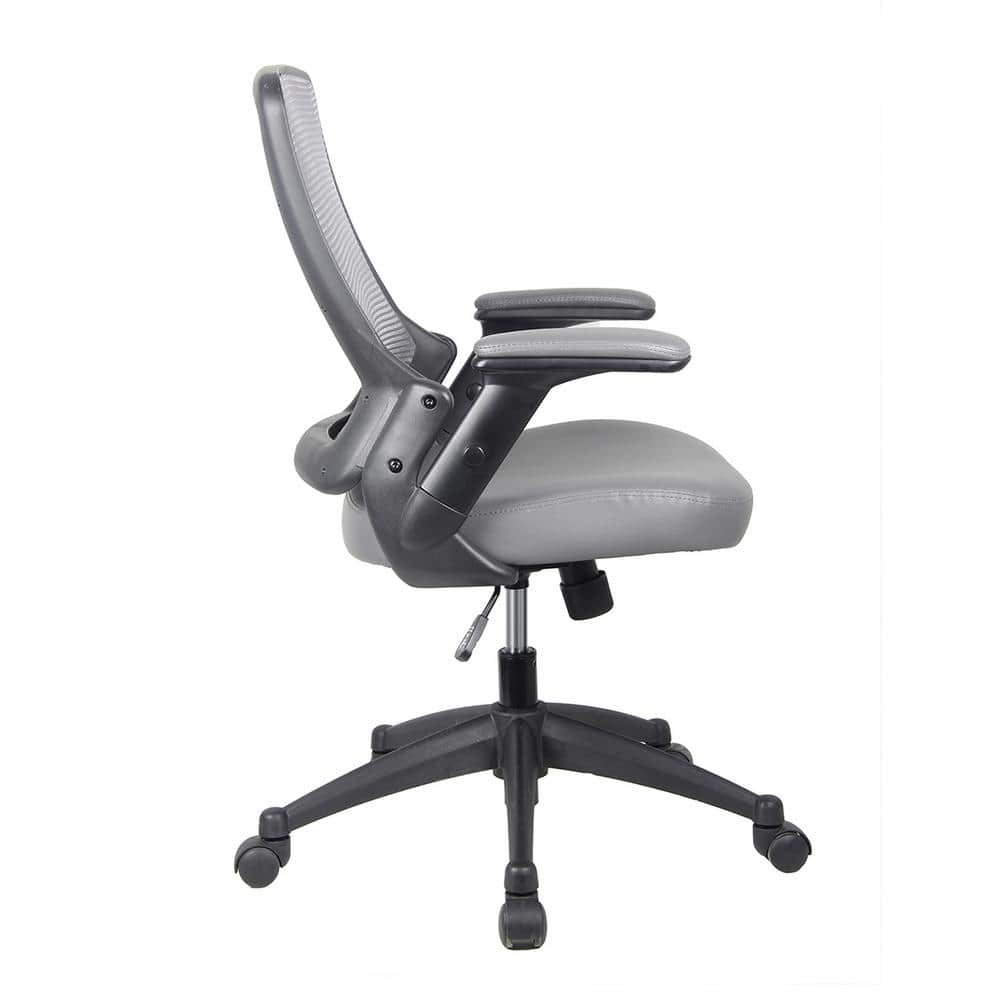 Gray Mesh and Leather Adjustable Task Desk Chair