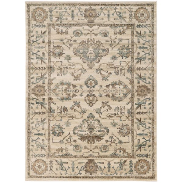 Unbranded Colosseo Bone 3 ft. x 5 ft. Traditional Oriental Vintage Area Rug