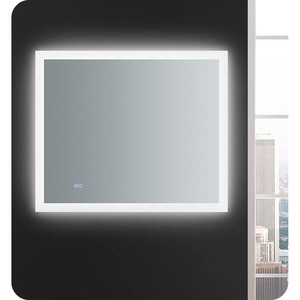 Fresca Angelo 36 in. W x 30 in. H Frameless Rectangular LED Light Bathroom Vanity Mirror
