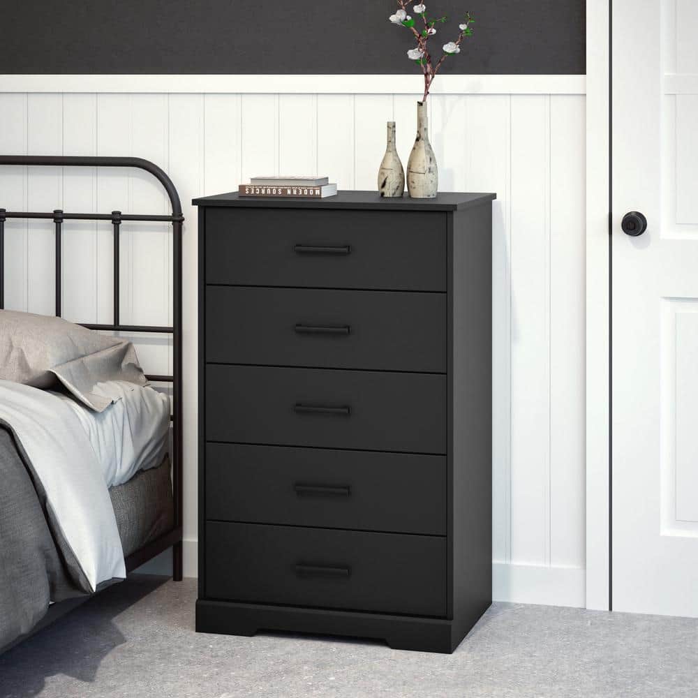 Black Farmhouse Vertical 5-Drawer Dresser