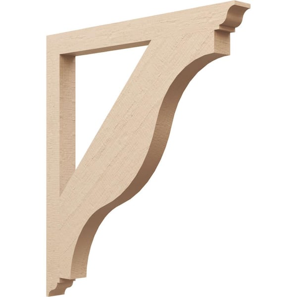 Ekena Millwork 3.5 in. x 44 in. x 40 in. Funston Traditional Rough Cedar Woodgrain Timberthane Polyurethane Bracket, Primed Tan