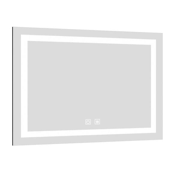 EPOWP 48 in. W x 36 in. H Rectangular Frameless Anti-Fog LED Wall Bathroom Vanity Mirror in Silver