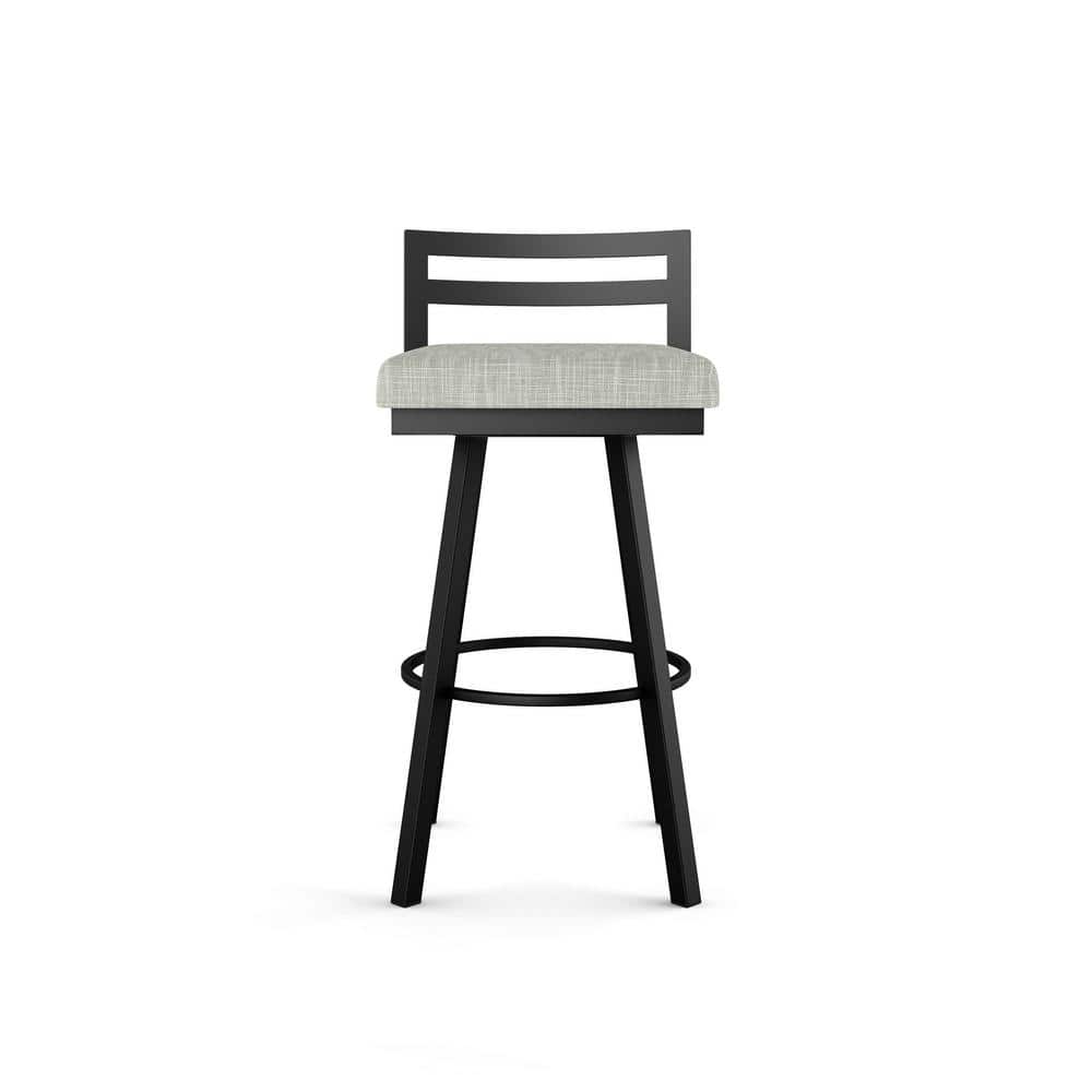 Derek 26'' Swivel Counter Stool in Grey & White with Black Metal Frame
