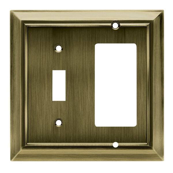 Hampton Bay Brass 2-Gang 1-Toggle/1-Decorator/Rocker Wall Plate (1-Pack)