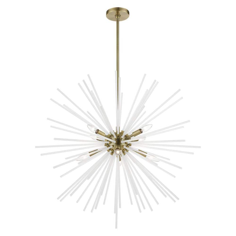 Uptown Antique Brass Large Foyer 8-Light Chandelier