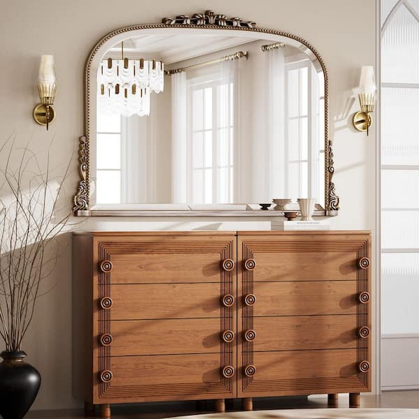 XRAMFY Antique Silver 44 in. W x 32 in. H Arched Polyurethane
