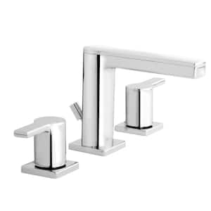 Modern Contemporary 8 in. Widespread Double-Handle Low-Arc Bathroom Faucet in Polished Chrome