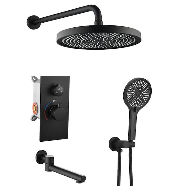 Single Handle 3-Spray Tub and Shower Faucet with Handheld 1. 8PGM in Matte Black Valve Included