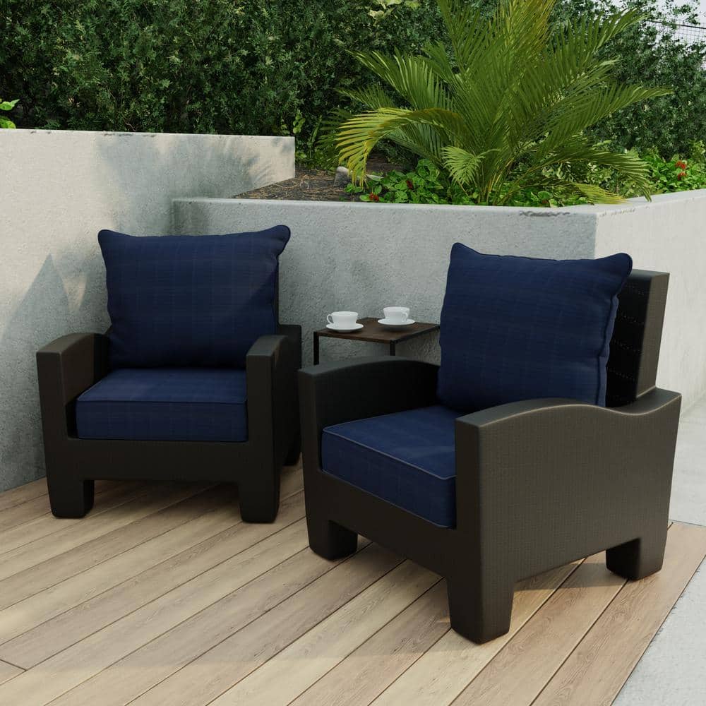Navy Blue Canvas Outdoor Deep Seat Chair Cushion Set