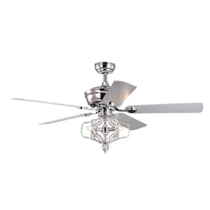 52 in. Smart Indoor Chrome Ceiling Fan with Integrated LED with Remote Control(Bulb Not Included)