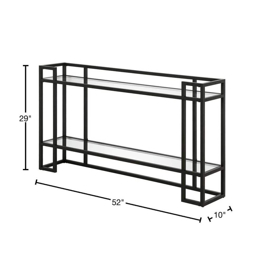 Uriel Blackened Bronze Metal & Glass Console Table with Storage