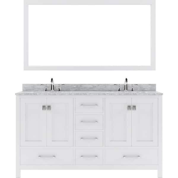 Virtu USA Caroline Avenue 60 in. W x 22 in. D x 34 in. H Double Sink ...