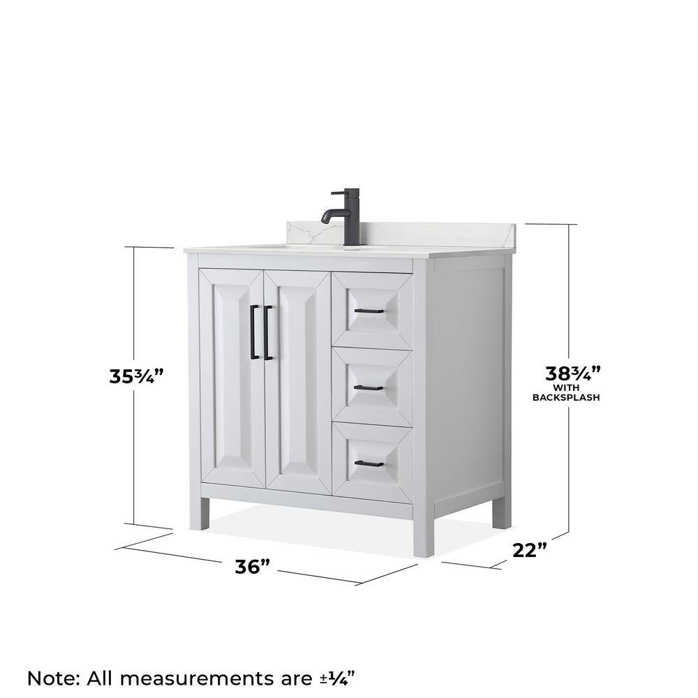 Daria 36'' White Single Bathroom Vanity with Quartz Top