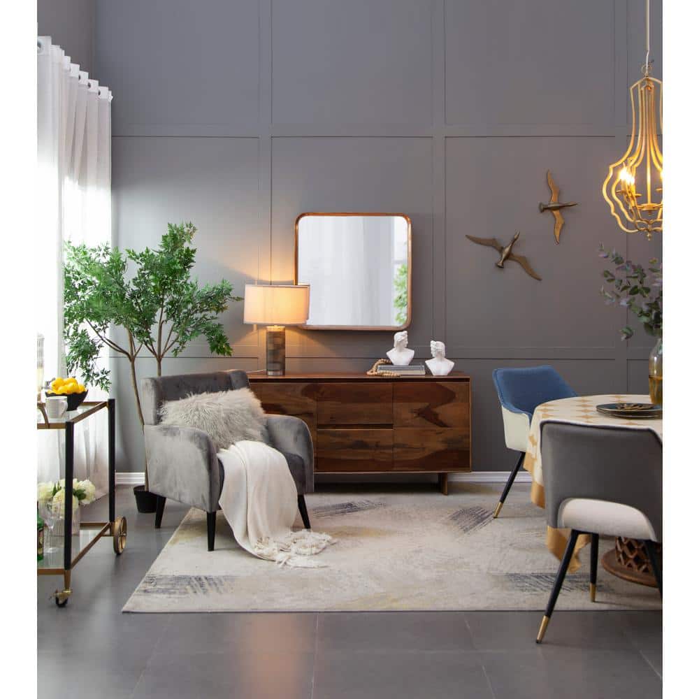 Wayne Light Brown Wood Square Wall Mirror