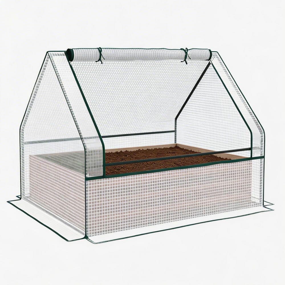Raised Garden Bed with Mini Greenhouse 49.25 in. White Galvanized Steel Assembled for Herbs Vegetables Patio price history on PriceWatchPro