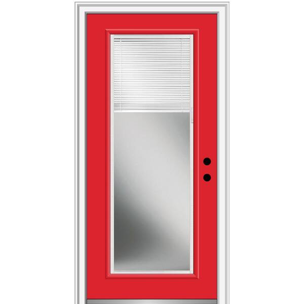 MMI Door 36 in. x 80 in. Internal Blinds Left-Hand Inswing Clear Full Lite Painted Fiberglass Prehung Front Door 4-9/16 in. Frame