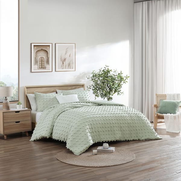 All Season Boho Jacquard Pom-Pom 3-Piece Comforter Set