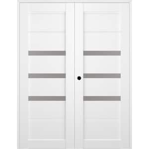 Rita 60 in. x 80 in. Right Hand Active 3-Lite Frosted Glass Bianco Noble Wood Composite Double Prehung French Door