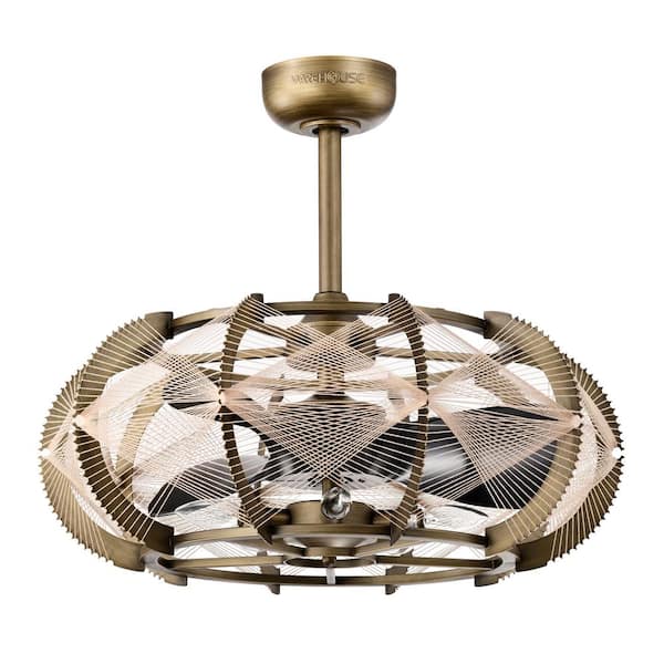 Warehouse of Tiffany Xhosa 25 in. 5-Light Indoor Brass Finish Ceiling Fan with Light Kit