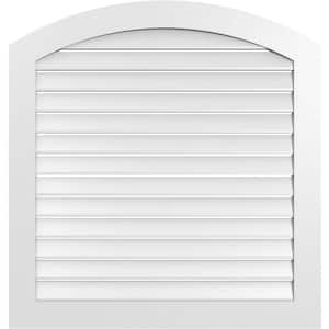 40 in. x 40 in. Arch Top Surface Mount PVC Gable Vent: Decorative with Standard Frame