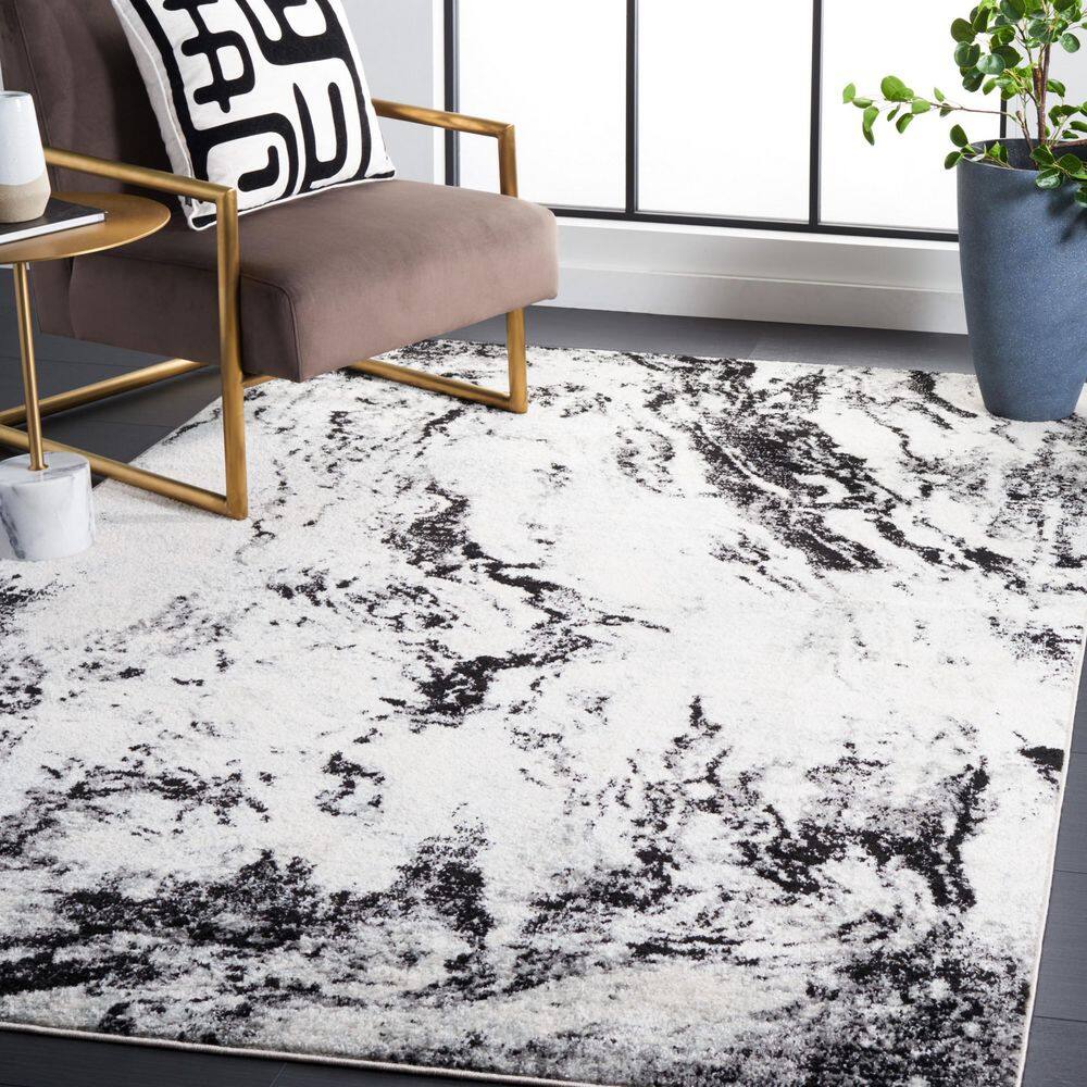 SAFAVIEH Tulum 8 ft. x 10 ft. Ivory/Black Marble Abstract Area Rug ...