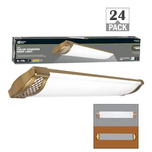 4 ft. Matte Gold Honeycomb End Caps 5250 Lumens Integrated LED Flush Mount Adjustable CCT and Night Light (24-Pack)