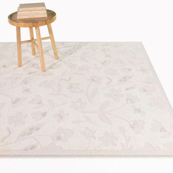 Underwood Grey 5 ft. x 7 ft. Youth Nature Floral Area Rug