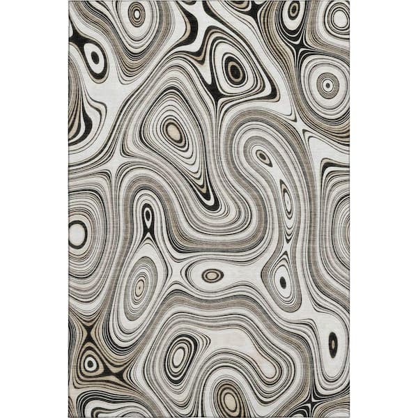 Mayfield Premium Machine Washable Abstract AMF2097 Ivory 10 ft. x 14 ft. Area Rug