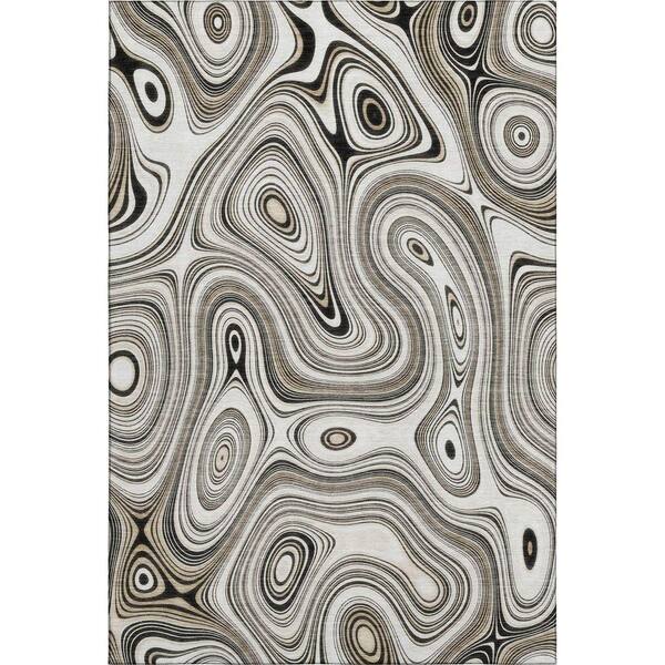 Mayfield Premium Machine Washable Abstract AMF2097 Ivory 3 ft. x 4 ft. Area Rug