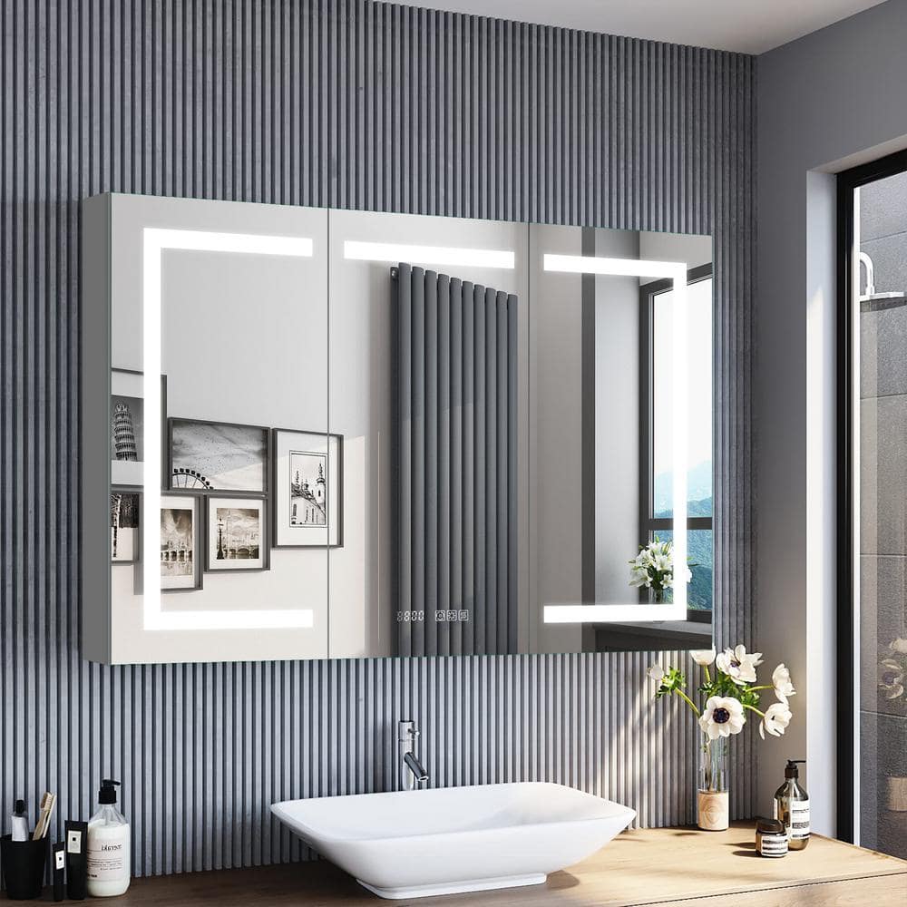 ANGELES HOME 48 in. W x 32 in. H Rectangular Silver Recessed/Surface