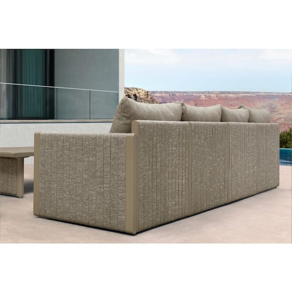 9 Pieces Outdoor Conversation Sets PP Rope Patio Sofa with Cushions and Table Manual Weaving Seating Furniture Beige