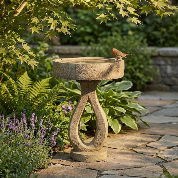 21.8"H Modern Pedestal Bird Bath, Elegant Weather-Resistant Outdoor Birdbath for Garden, Patio, Backyard Decor