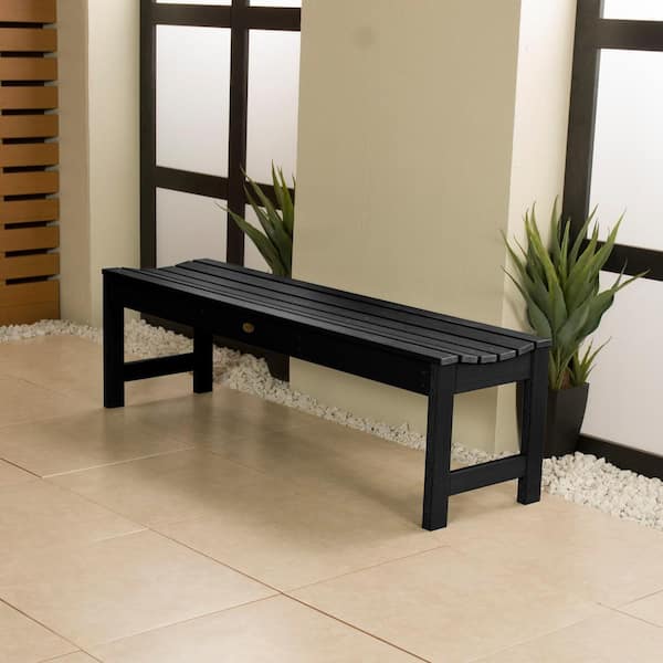 Highwood Lehigh 5 ft. 2-Person Black Recycled Plastic Outdoor Picnic Bench