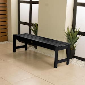 Lehigh 5 ft. 2-Person Black Recycled Plastic Outdoor Picnic Bench